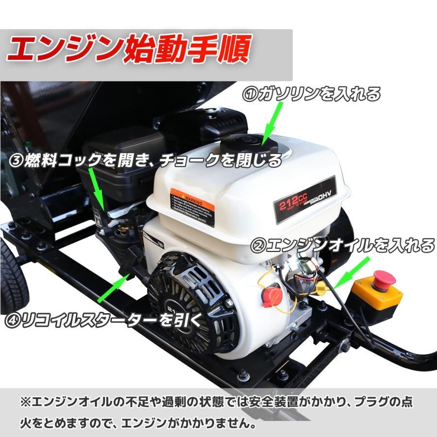 エンジン式粉砕機 赤 7.5馬力 排気量212cc ウッドチッパー