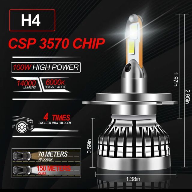 超爆光 最新 H4 LED ヘッドライト CSP バイク用14000ルーメン1個