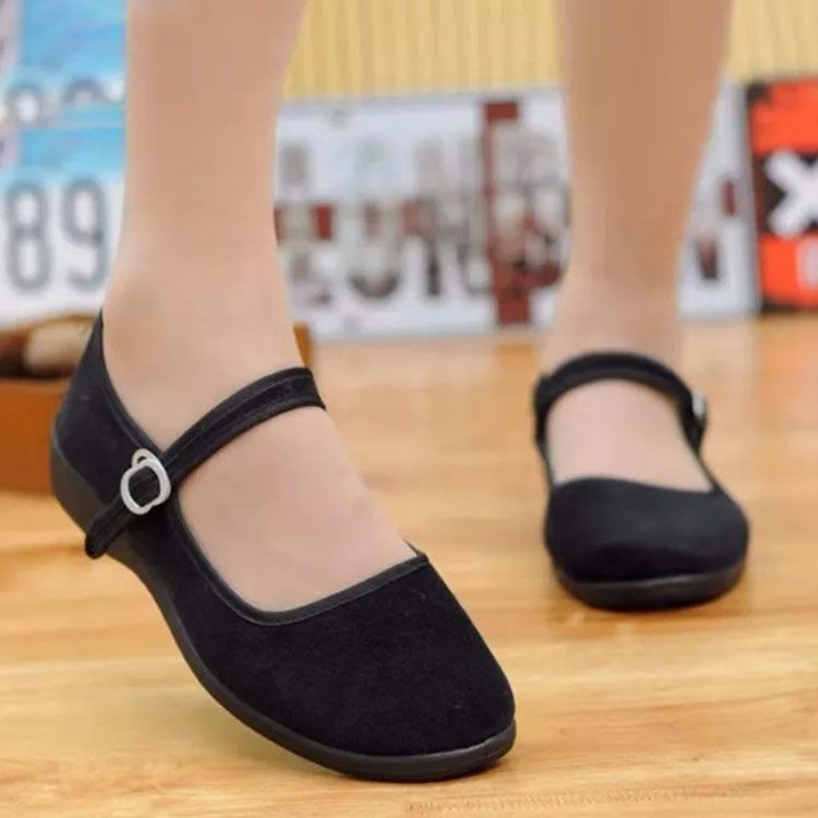 ベルベット ストラップシューズ パンプス ぺたんこ ローヒール