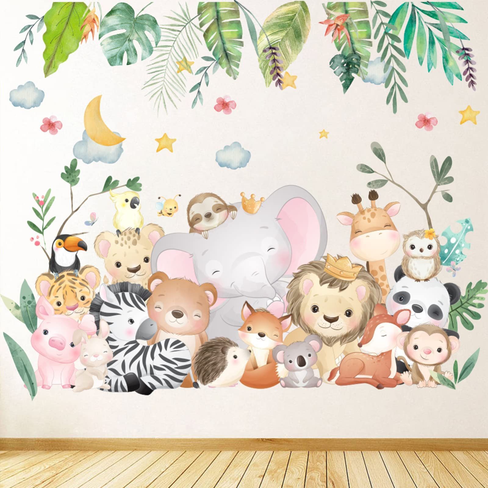 Condessacity ウォールステッカー 子供 かわいい 象 ライオン パンダ ウォールすてっかー 子供部屋 寝室の背景 壁 幼稚園 保育園 託児所 装飾壁のステッカー toy room wall ウォールデコ