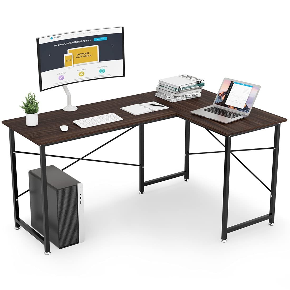 コーナーデスク オフィスデスク ゲーミング 幅160cm 100cm 左右入替 25mm×25mmのスチール製フレーム 木製 モニターアーム取付対応 高強度のメラミン加工 作業机 机 デスク テレワーク ワークデスク 奥行60cm L字型 在宅勤務用