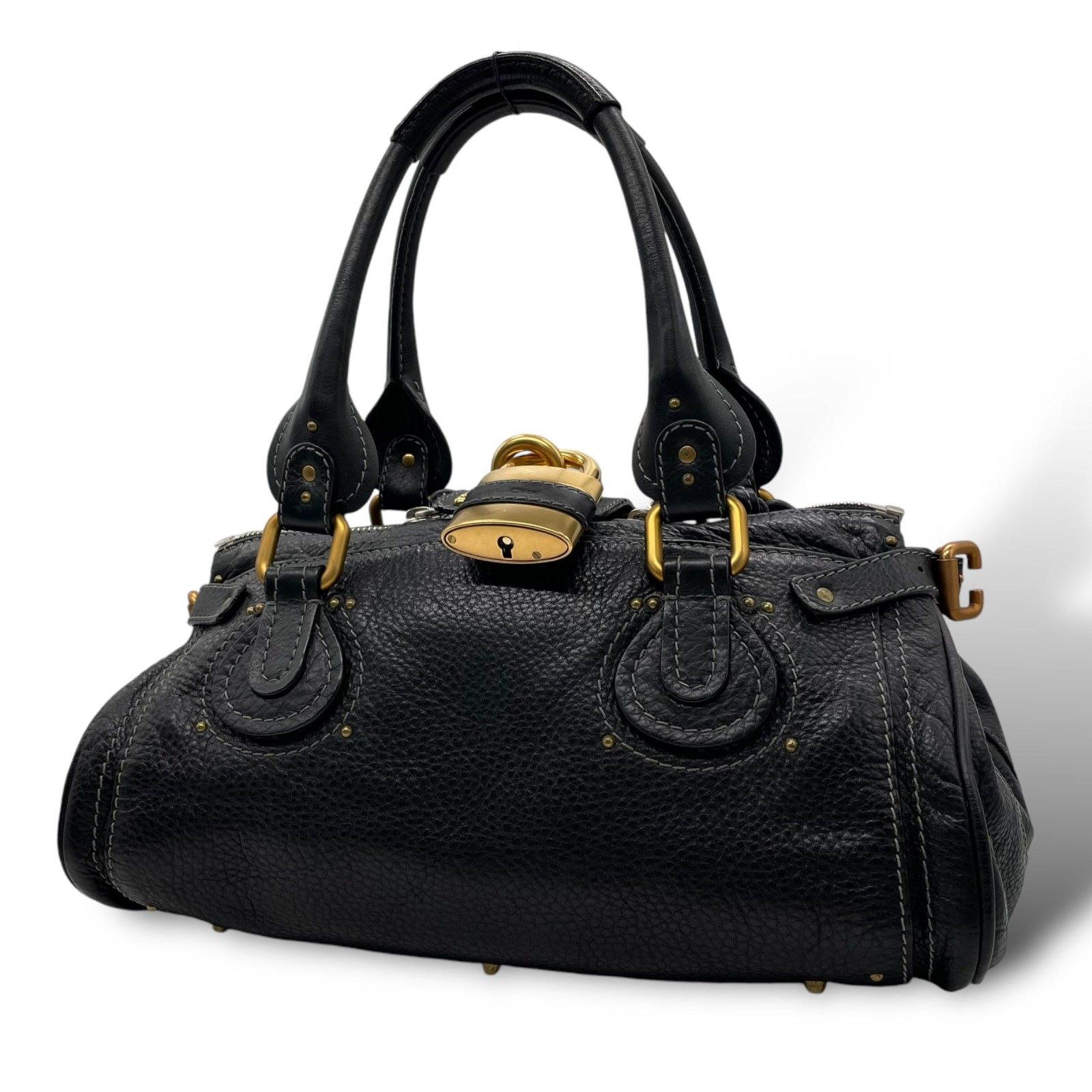 美品 クロエ Chloe パディントン ブラック レザー 本革 ハンドバッグ 