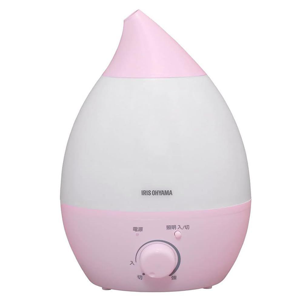 アイリスオーヤマ 加湿器 大容量 超音波式 加湿量 280ml タンク容量 2.8L 8畳 10時間連続加湿 アロマ対応 しずく型 卓上 デスク用 UHM-280S-P ピンク