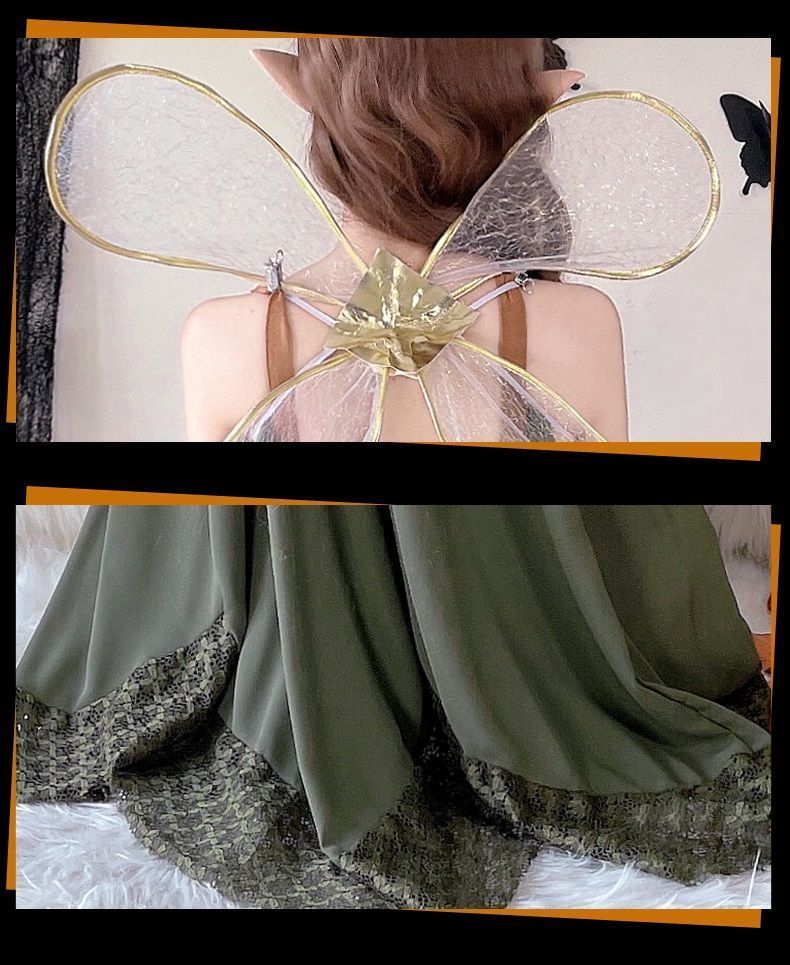 BIG SALE！ ハロウイン コスプレ 仮装 大人用 花の精霊 コスプレ衣装 精霊 ガールズ 仮装 羽付 ドレス 翼 妖精 妖精ドレス コスプレ ロングドレス 衣装 バレンタイン レディース 女性 大人 ワンピース ロング xiaojin16 来店をご期待!