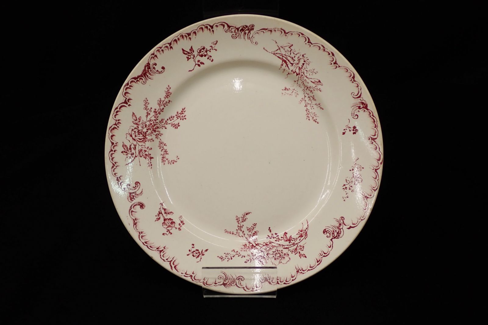 【希少】フランス アンティーク 花柄 オクトゴナル 平皿 フランス アンティーク 平皿 2枚 ブラウン 花柄 オクトゴナル