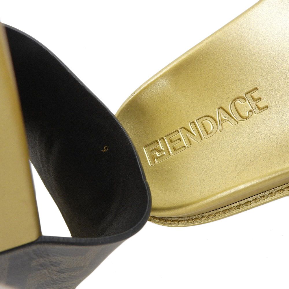 FENDI フェンディ FENDACE フェンダーチェ FF×メデューサ スライダーサンダル シューズ メンズ ゴールド×ブラック系 9  1006683-1A03691_2N11V 9