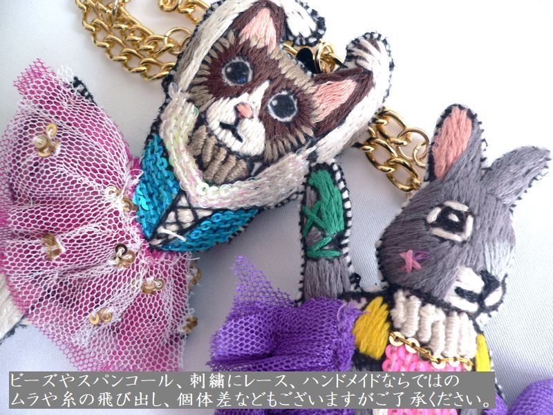 tamao フクロウ刺繍ブローチ タマオ - アクセサリー