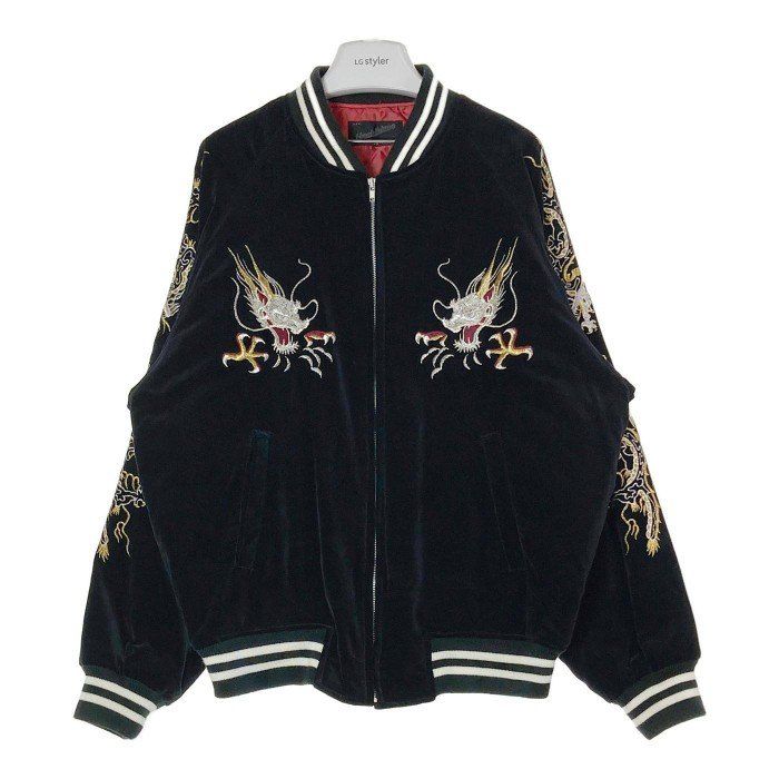 ☆Hoshihime ホシヒメ 星姫 スカジャン 鷹×龍 ベロア 刺繍 ブラック