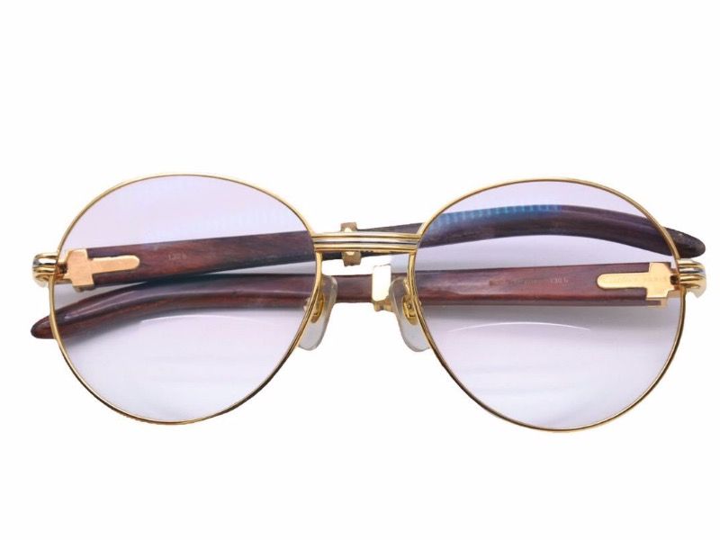 備考Cartier カルティエ メガネ 眼鏡 ウッド テンプル サングラス ヴィンテージ アイウェア 52□18 130b 美品  49900