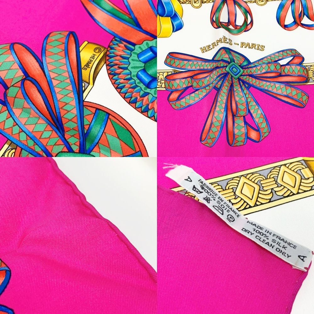 中古】【箱付き】 HERMES エルメス シルク カレ90 LES RUBANS DU