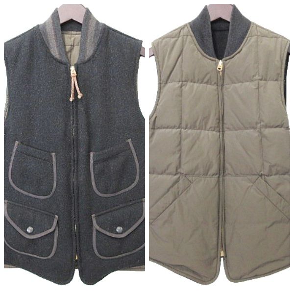 ダブルアールエル RRL 美品 リバーシブルベスト 54718 368853 ベスト アウトドア 秋冬 マルチポケット アースカラー チャコール カーキ 黒 ブラック