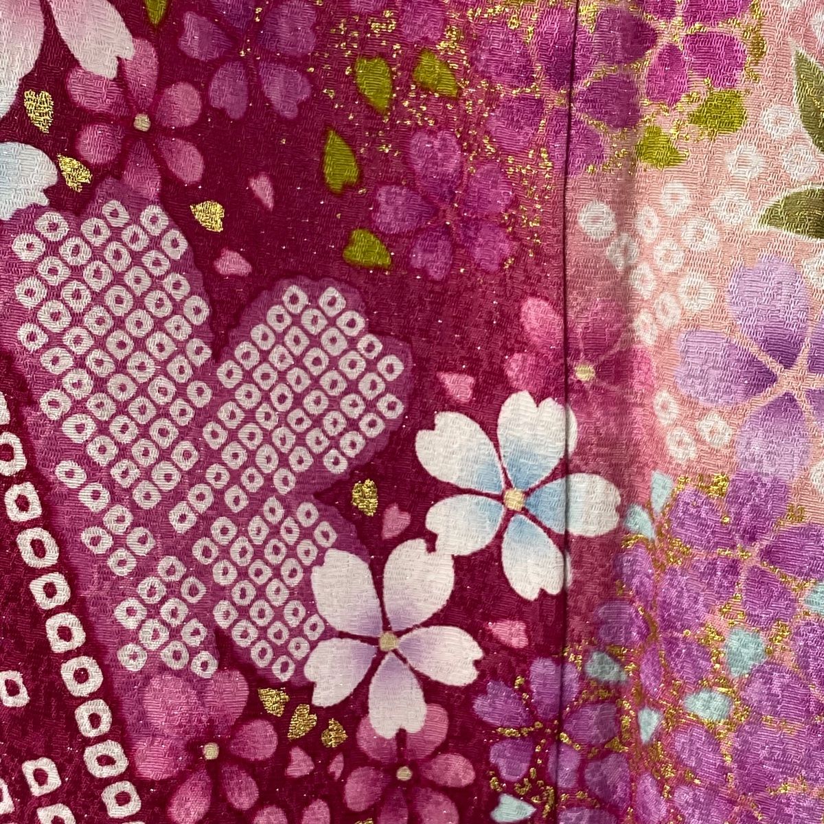 振袖 身丈169cm 裄丈69cm L 袷 桜 金彩 銀通し 赤 正絹 美品