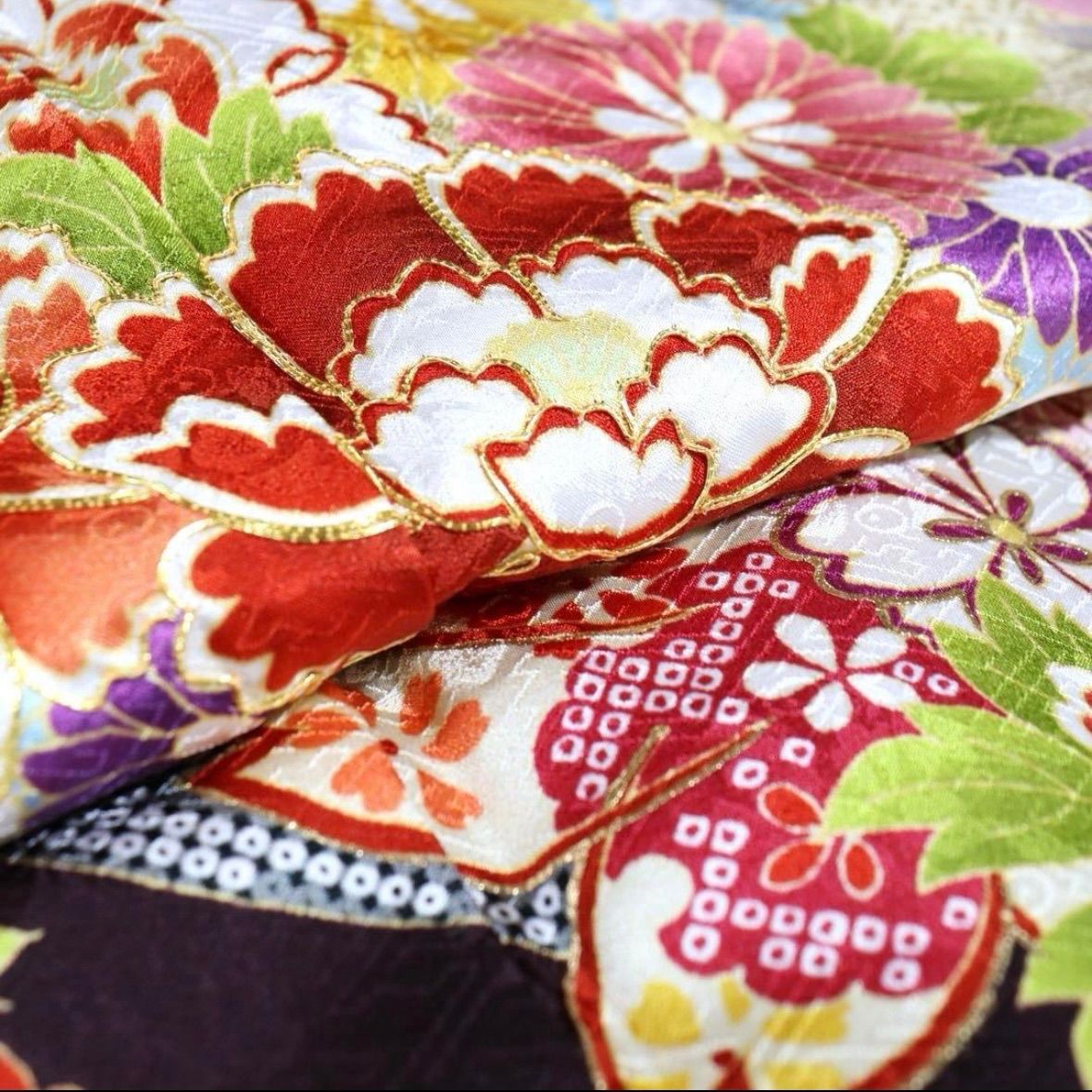 9041☆振袖5点セット❣️花柄 箔 金駒刺繍 身丈168.5cm 裄70.3cm 振袖 5点セット 花柄 箔 金駒刺繍 成人式【9041】 - メルカリ