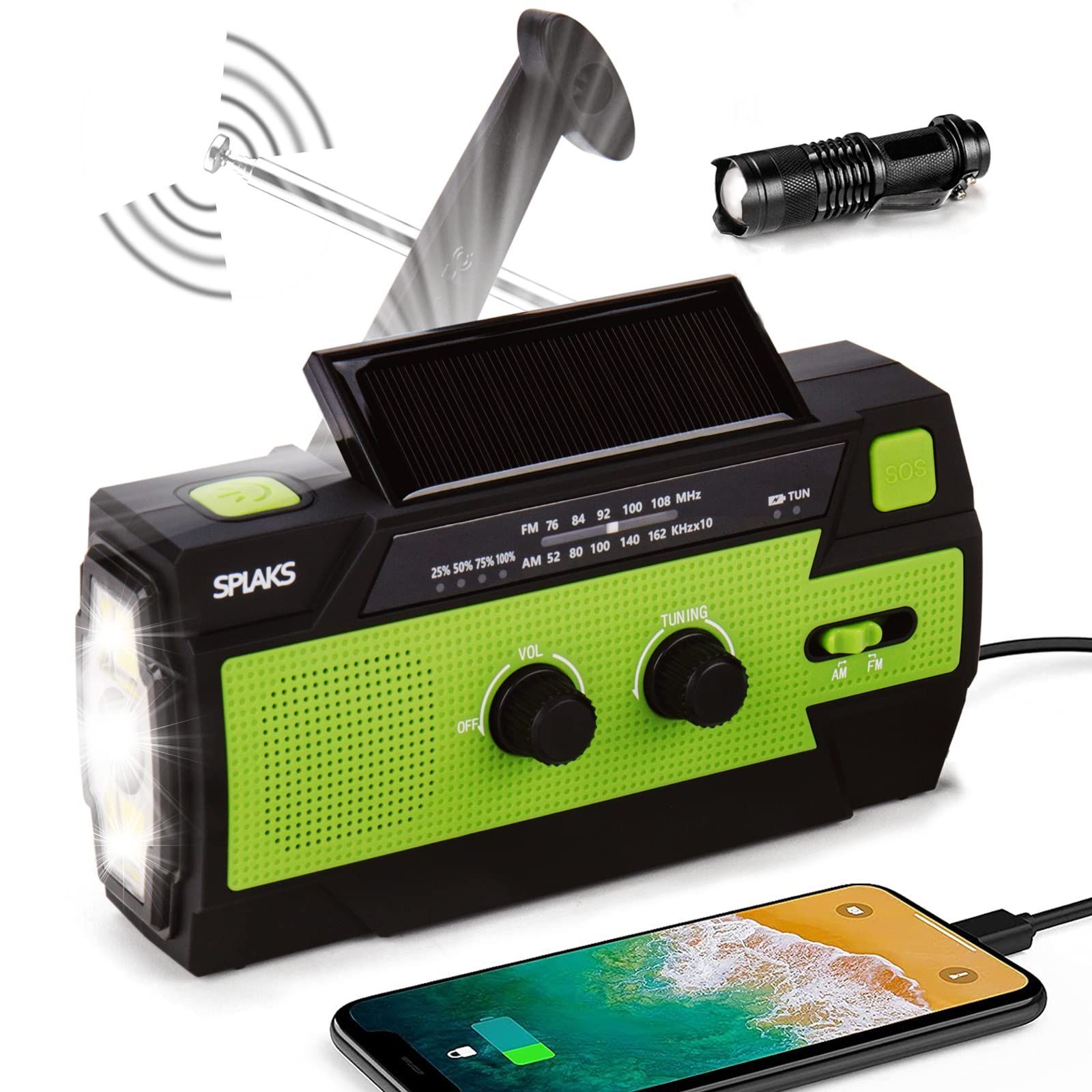 防災ラジオ FM AM 懐中電灯 SOSアラーム付き 手回し発電 USB充電