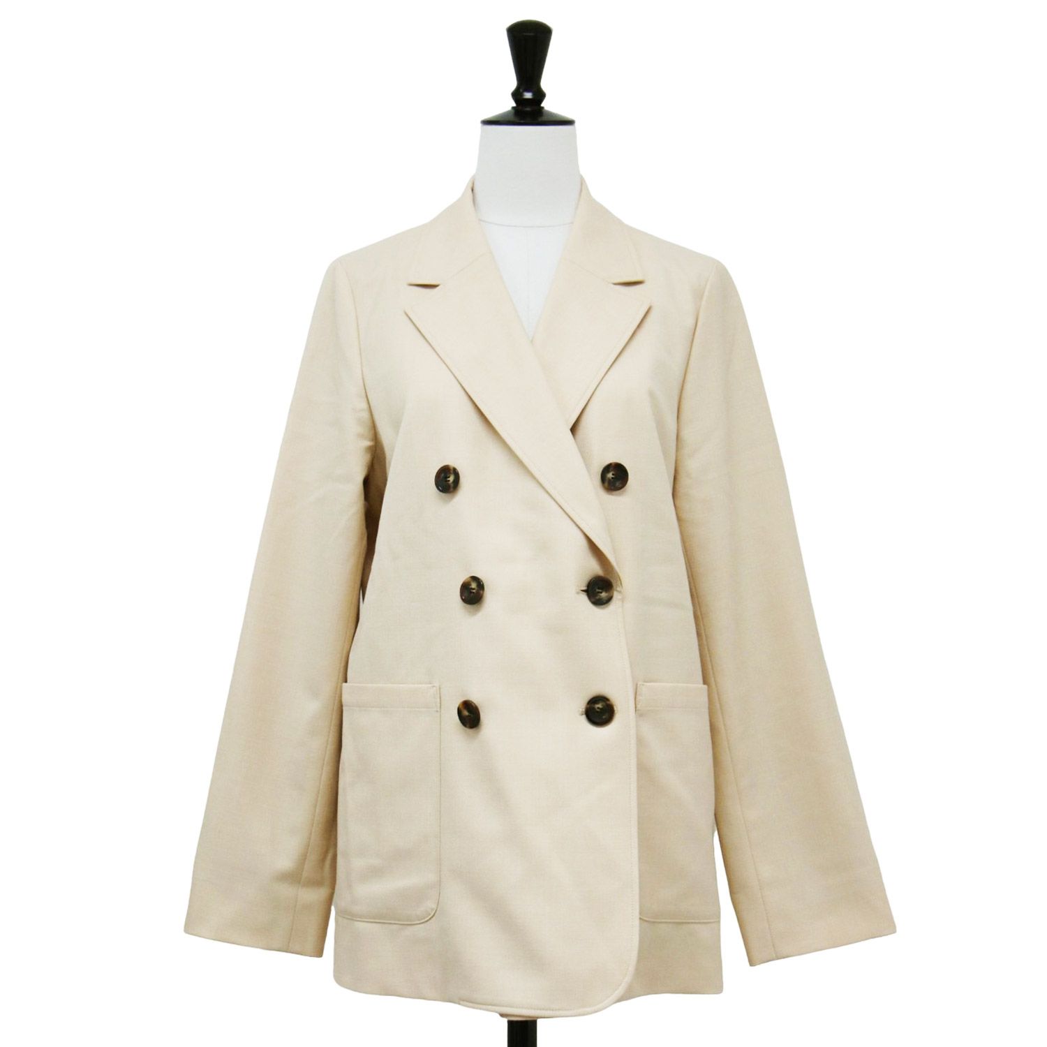 Demi-Luxe BEAMS デミルクス ビームス ジャケット ベージュ サイズ 36 | 23春夏 ソフトツイル 6ボタンジャケット ブレザー 長袖 テーラード オーバーサイズ スリット ウール | アウター 上着 ブルゾン コート レディース
