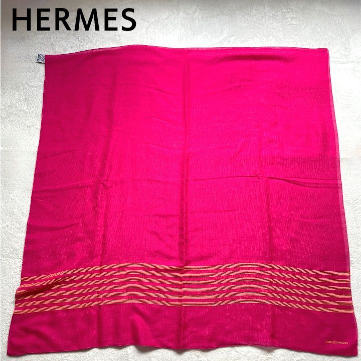 HERMES エルメス カシミヤ×シルク カシシル ショール マフラー ピンク  