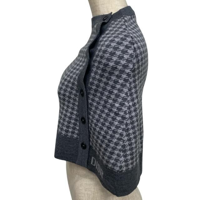 Dior ディオール kids キッズ ベビー ニット ケープ ポンチョ アウター 千鳥格子 ロゴ ウール グレー サイズ T 2