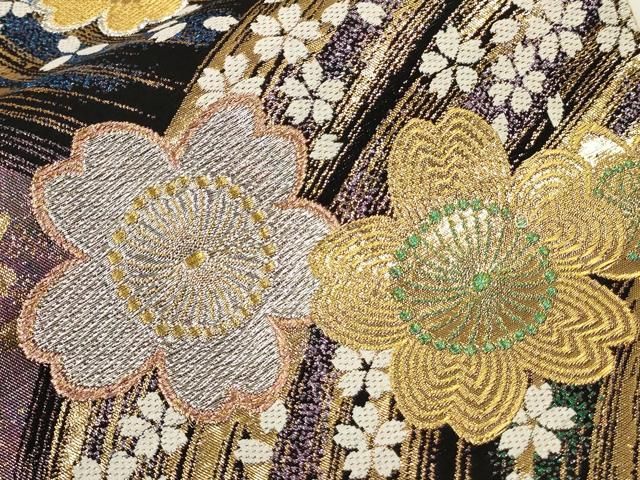平和屋着物◎六通柄袋帯 唐織 菊 金銀糸 正絹 逸品 AAAU2954yx