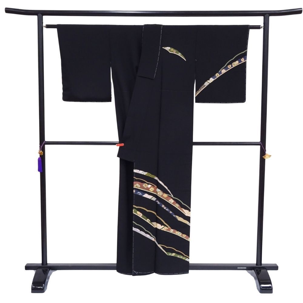 平和屋着物▽訪問着 単衣 立波飛鶴文 金彩 洗える着物 AABA7912jh