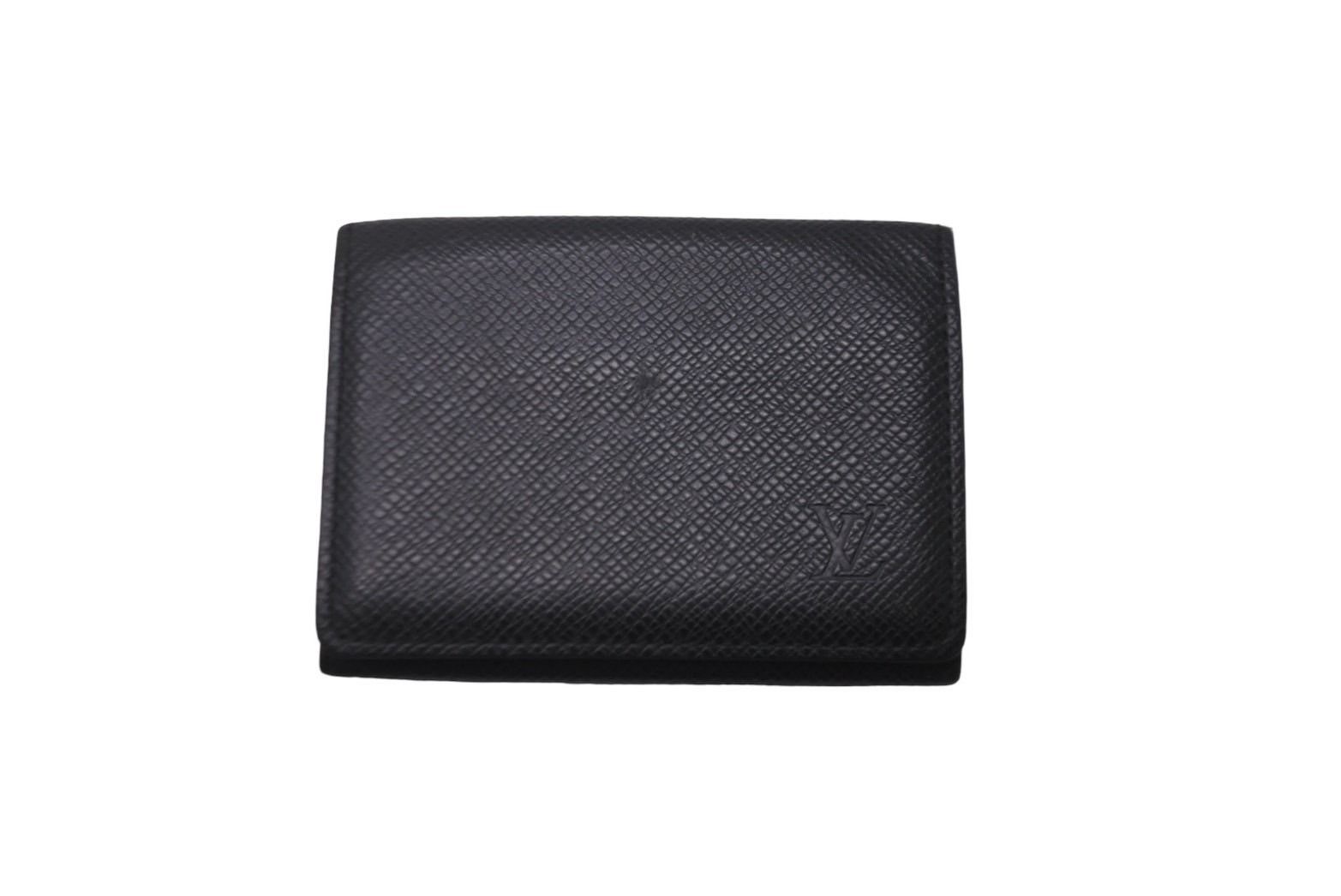 LOUIS VUITTON ルイヴィトン レザー ロゴ カードケース ブラック ウォレット 名刺入れ 小物 良品 中古 62625