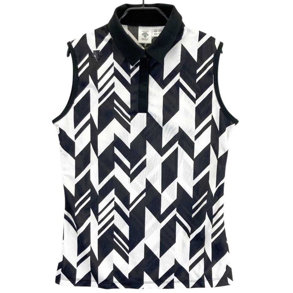 サイズ：L DESCENTE GOLF デサントゴルフ ノースリーブポロシャツ 総柄