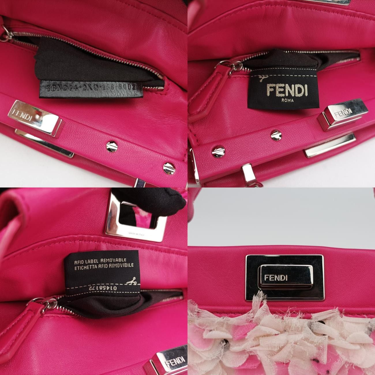 フェンディFendiピーカブー ミニピンク×マルチ