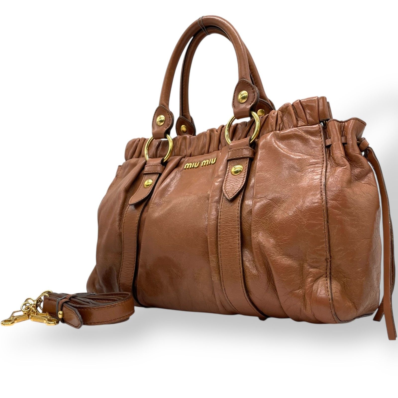 miumiu ミュウミュウ ヴィッテロリュクス ブラウン 2Way バッグ