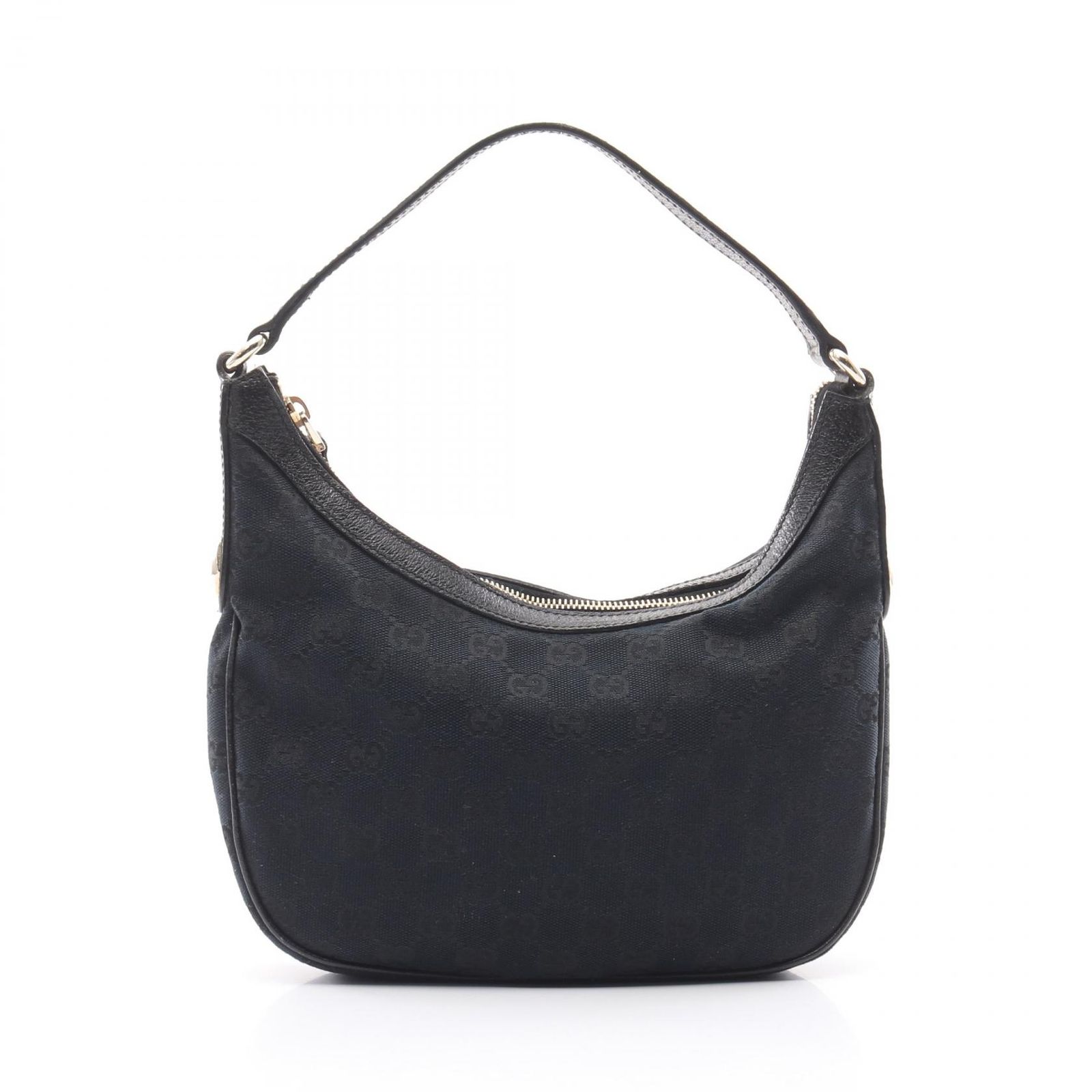 グッチ GUCCI ショルダーバッグ GGキャンバス 154395 ブラック キャンバス レザー ハーフムーンハンドバッグ レディース Used B