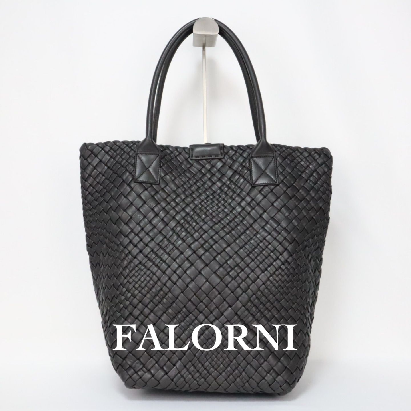 FALORNI ファロルニ 編み込み イントラチャート ラムレザー トート