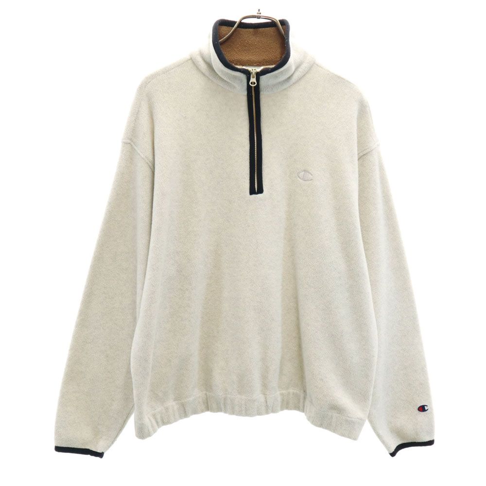 チャンピオン ハーフジップ プルオーバー フリースジャケット M アイボリー系 Champion メンズ