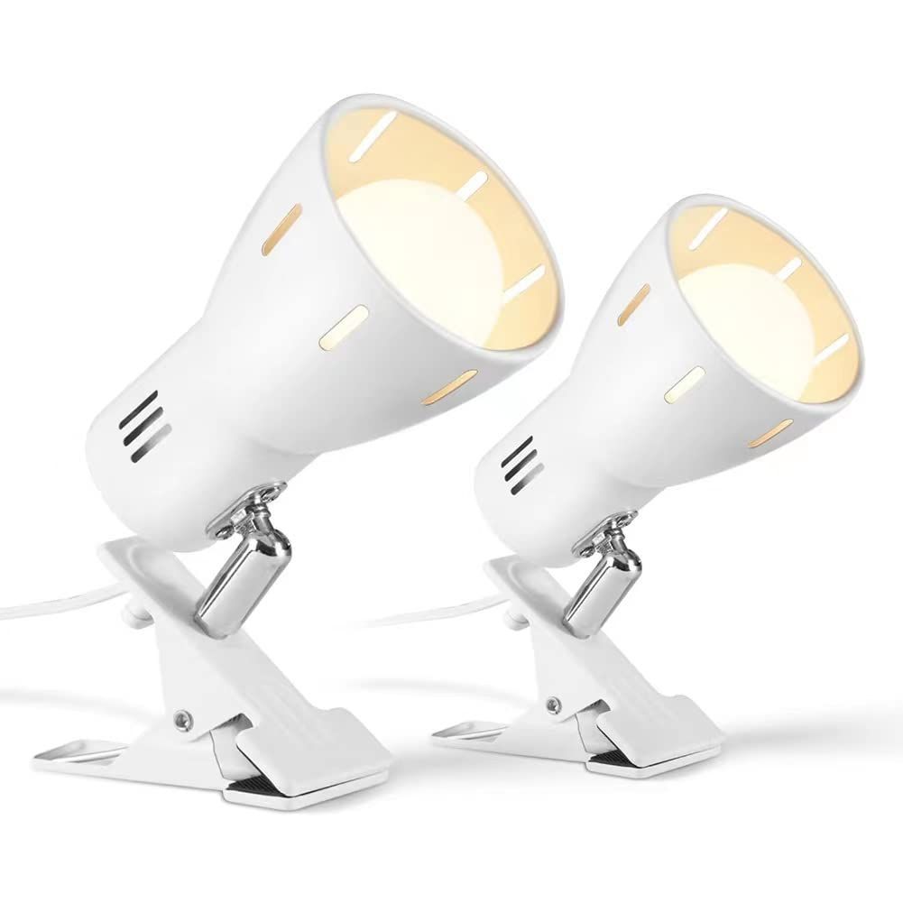 クリップライトE26スポットライト おしゃれ クリップ led電球付き 60w 中間スイッチ付き 350°回転仕事 屋内照明用 2個
