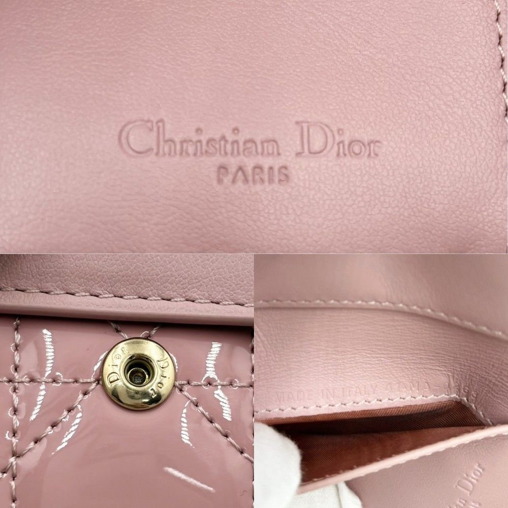 クリスチャンディオール 三つ折り財布 レディース レディディオール ロータスウォレット カナージュ 日本限定 Christian Dior  S0181OVRB_M77P パテントカーフスキン アンティークピンク アンティークゴールド金具 美品【中古品】 - メルカリ