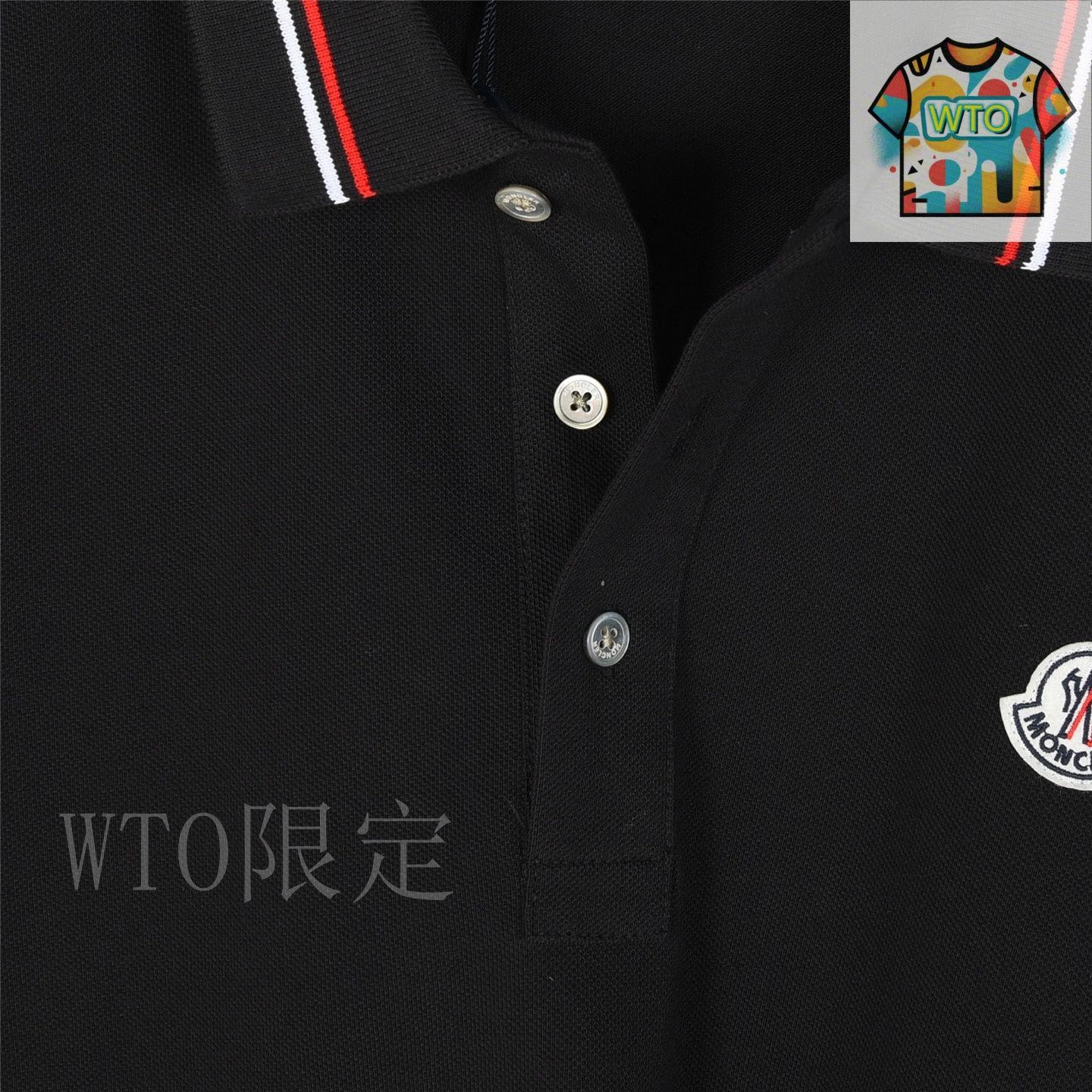 新品同様★ モンクレール　2023SS襟ロゴ　ポロシャツ　ネイビー　サイズS 今日特価】Moncler / モンクレール 23ss クラシックロゴ襟リボン