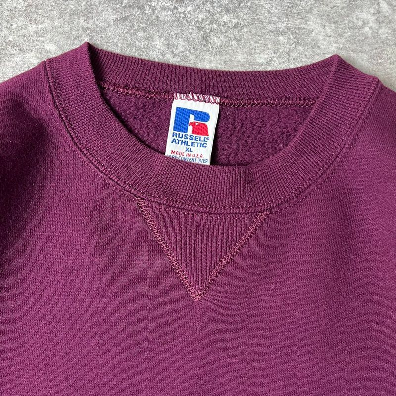 90s USA製 RUSSELL 無地 前V スウェット トレーナー XL / 90年代 