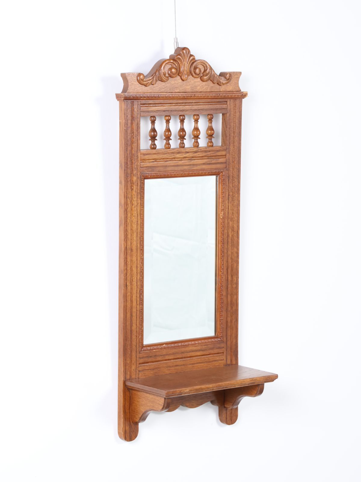 1970年代 ヴィンテージ エントリーウェイ シェルフ ウォールミラー 壁掛け 棚 鏡