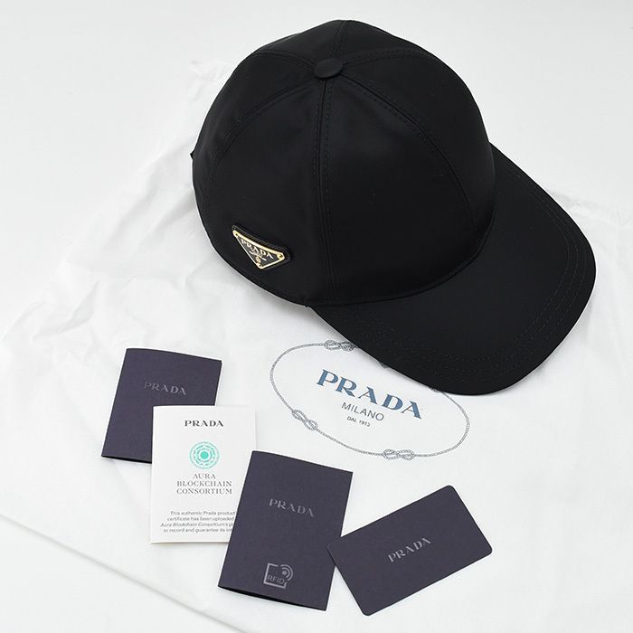 美品✨プラダ ベースボールキャップ ナイロン デニム 三角ロゴ ブラック M PRADA プラダ キャップ Re Nylon ベースボールキャップ ナイロン