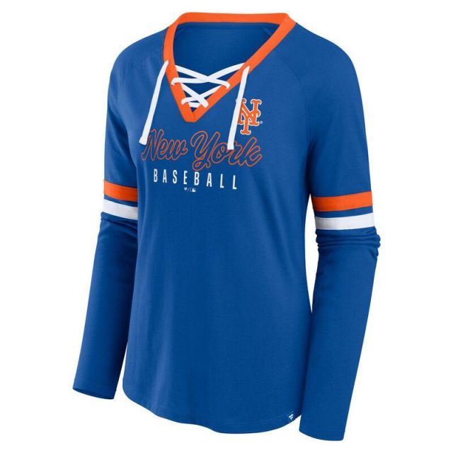 売れ筋商品|||ファナティクス Tシャツ トップス レディース Women's Blue New York Rangers Iconic Athena Lace-Up T-Shirt Blue 送料無料】 ファナティクス レディース Tシャツ トップス