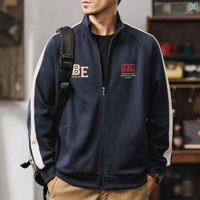  2 XL メンズ ファッション 服 男性用 オシャレ シンプル 大人 かっこいい ストリート アメリカン スタンド ジッパー カーディガン スウェット シャツ 春 カジュアル ジャケット レトロ ランニング スポーツ その他 パンツ