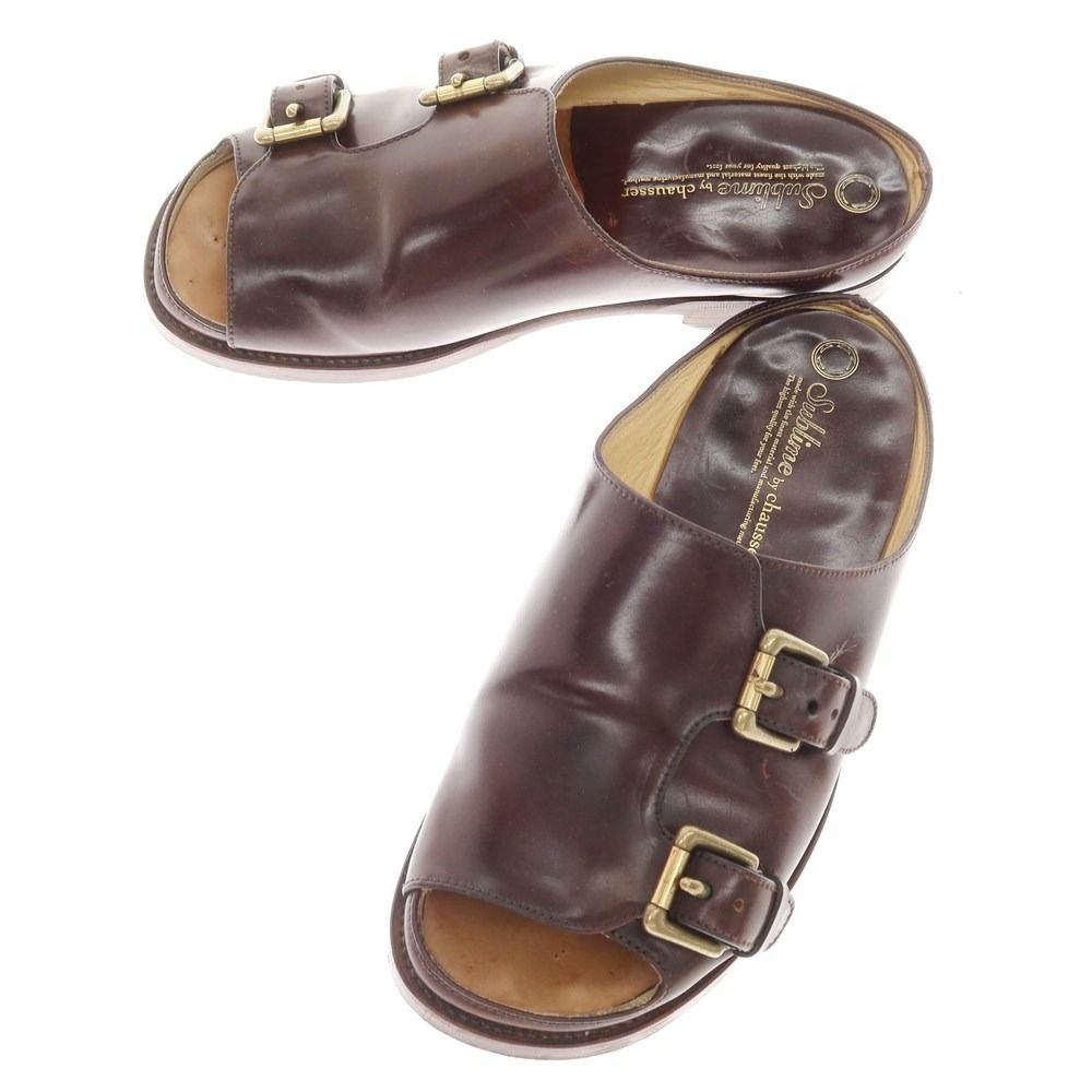 chausser ホーウィン コードバン ダブルモンクサンダル バーボン 中古】ショセ chausser コードバン ダブルモンク ステップイン