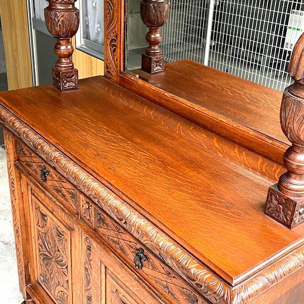 1880年頃イギリスアンティークミラーバックキャビネットカップボード