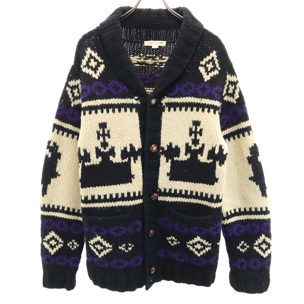 TOMMY トミー ウール100％ 日本製 カウチンジャケット L ネイビー系 メンズ 古着