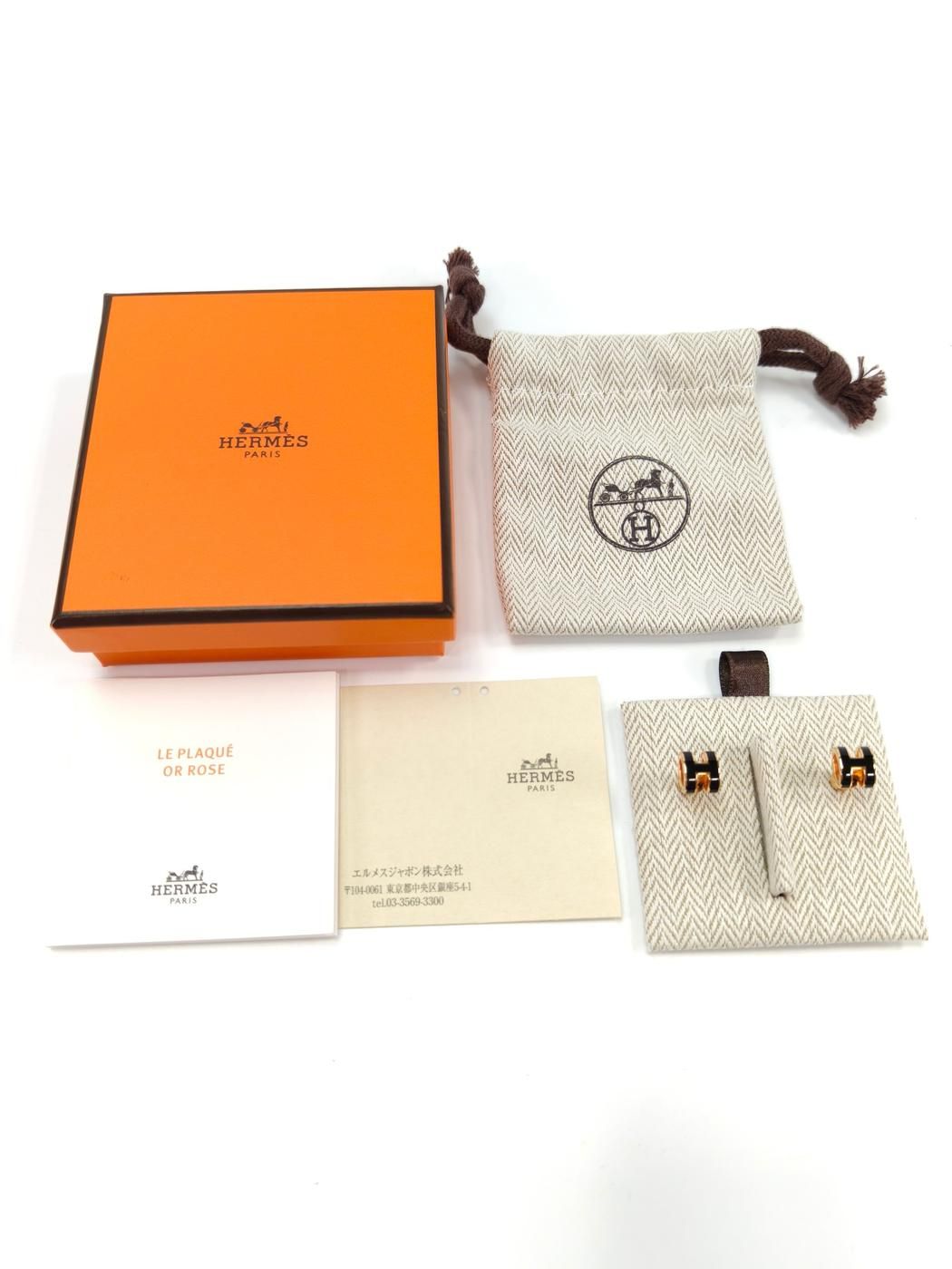 エルメス HERMES ピアス ポップアッシュ ミニ ポップH ノワール ローズゴールド ブラック 管理番号 10290