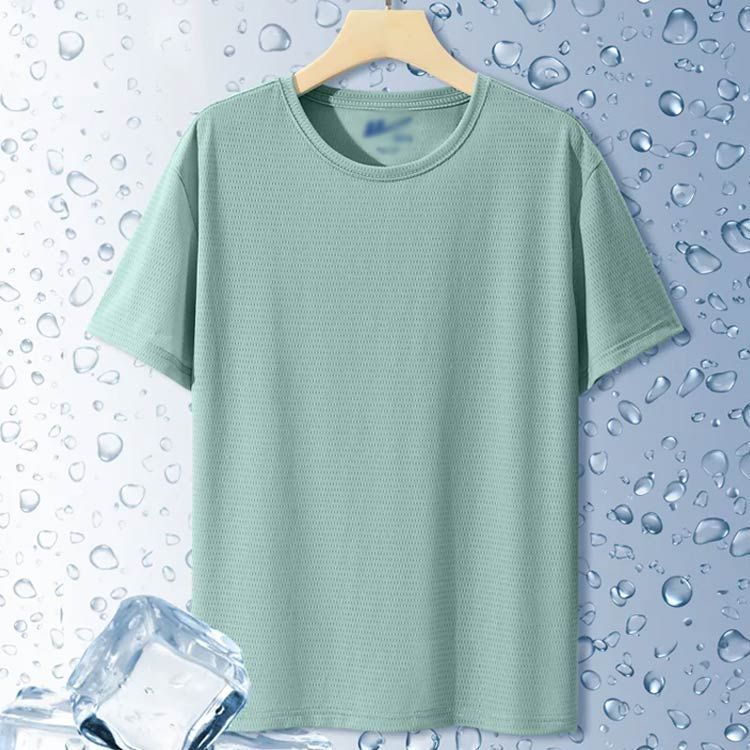 接触冷感 カットソー ランニング 半袖Tシャツ ラウンドネック スポーツウェア メッシュ メッシュ トレーニングウェア ジム 夏服 バスケ 無地 通気性 涼しい 吸汗 速乾#dkhsh590968