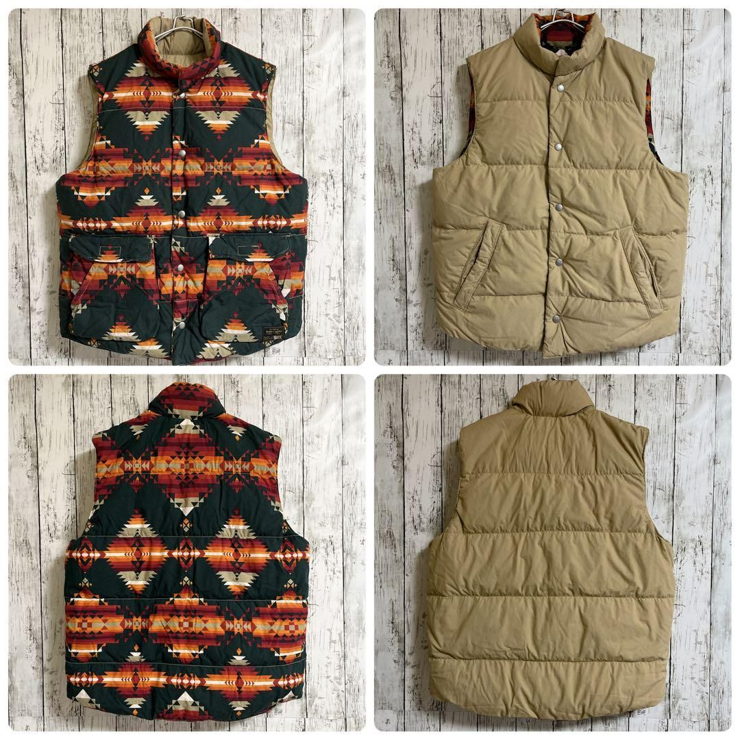 デニムアンドサプライ　リバーシブル　ダウンベスト ネイティブ柄 ベージュ L デニム＆サプライ ラルフローレン ダウンベスト リバーシブル