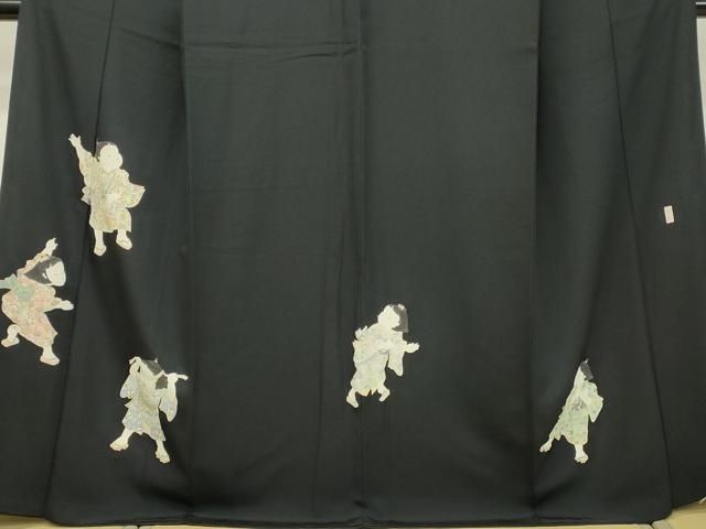 平和屋着物○訪問着 作家物 童子遊び 黒地 金彩 正絹 逸品 DAAS2008tw  