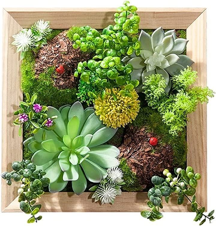 MedianField ウォールグリーン 壁掛け フェイク 木枠 フェイクグリーン 観葉植物 造花 30x30 30x30