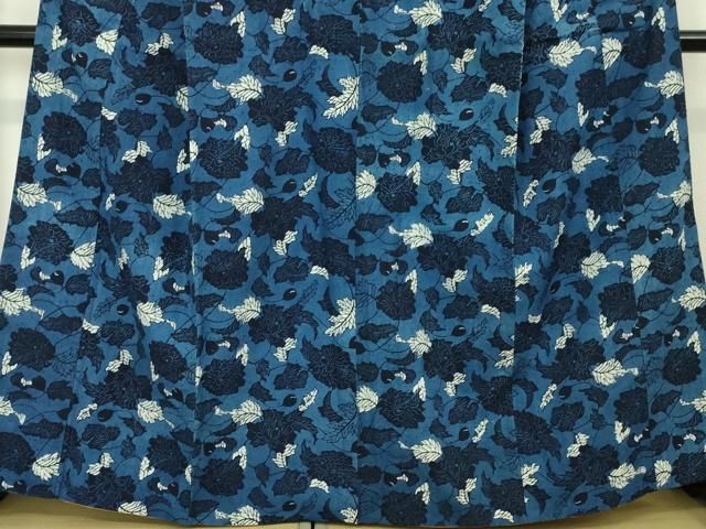 平和屋本店■極上　浦野理一　型染　経節紬　花唐草文　逸品　DZAA4689kh5 平和屋本店□極上 浦野理一 型染 経節紬 花唐草文 逸品 DZAA4689kh5