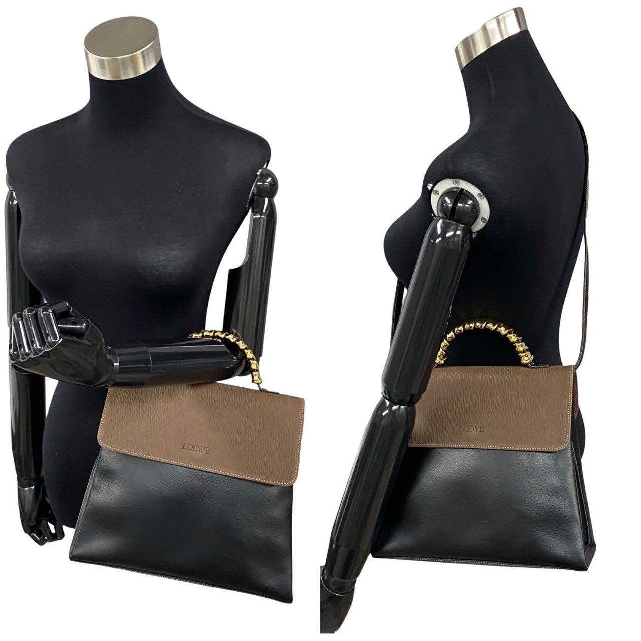 ほぼ未使用 LOEWE ロエベ ベラスケス ロゴ レザー 本革 2way 