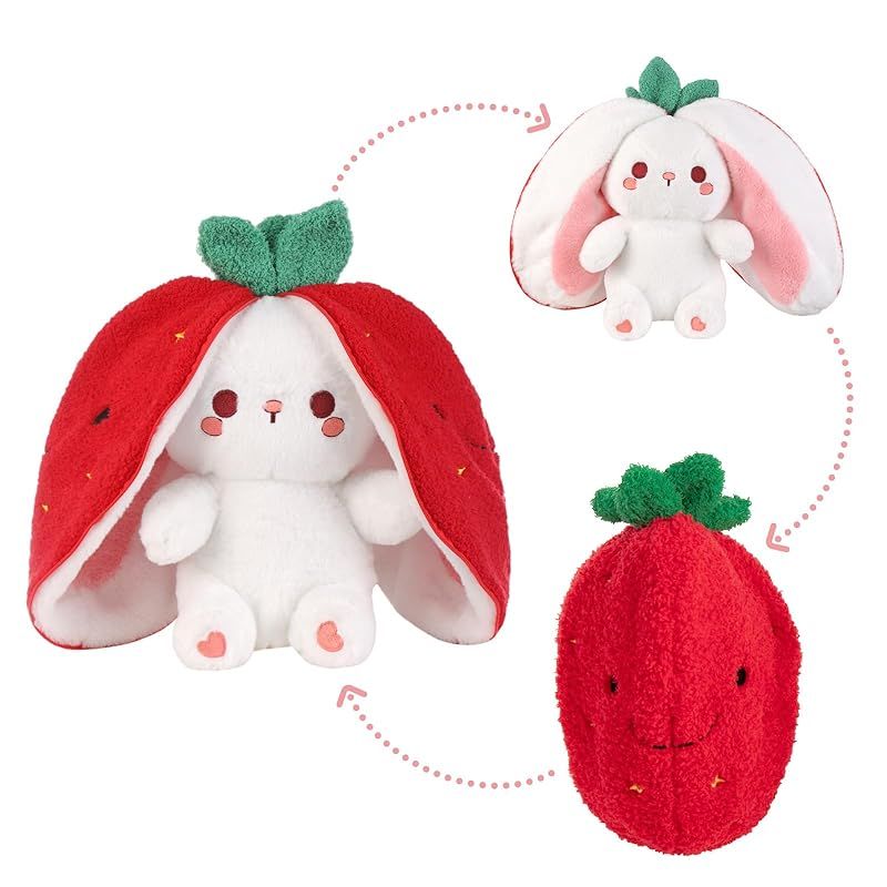 新品】 JISON21 うさぎ ぬいぐるみ イチゴ ぬいぐるみ 変形可能