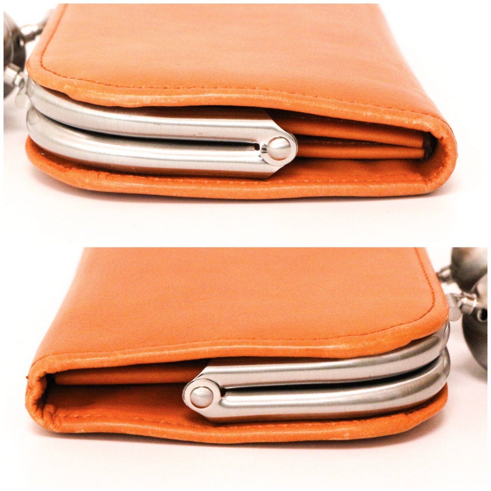 カワカワ 折り財布 ウォレット folded wallet がま口 レザー 本革 茶